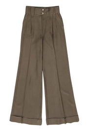 Current Boutique-Escada - Olive Green Wide Leg Silk Trousers Sz 4