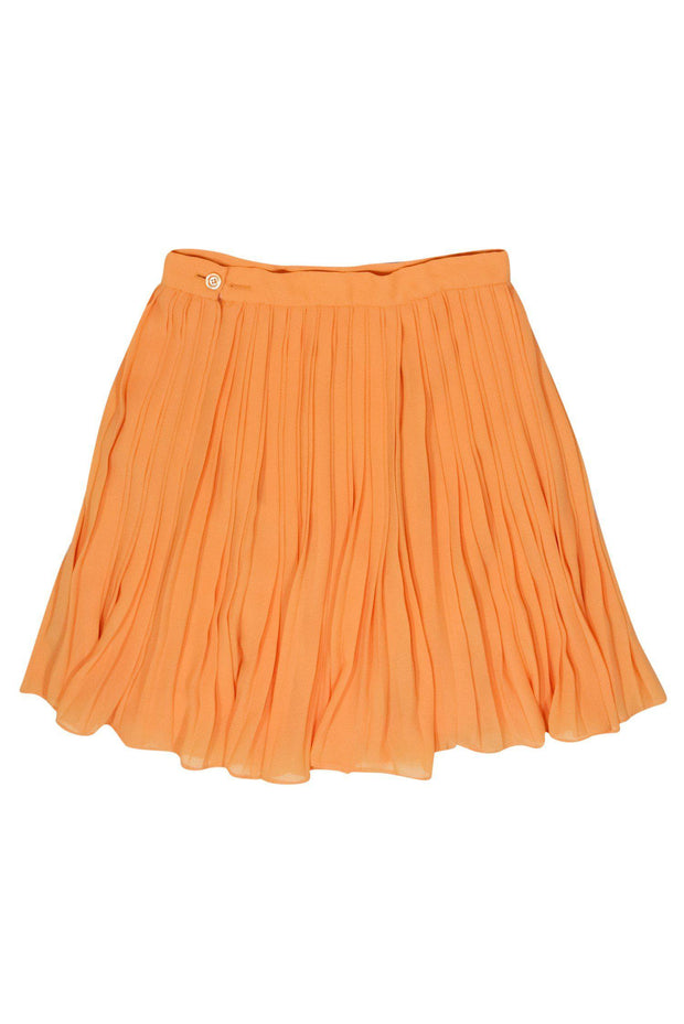 Current Boutique-Escada - Orange Pleated Flare Skirt Sz M