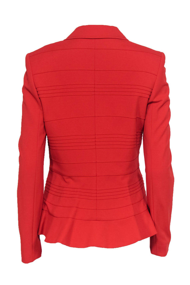 Current Boutique-Escada - Ribbed Red Blazer w/ Ruffle Hem Sz 8