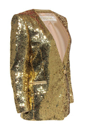 Current Boutique-Escada - Vintage Gold Sequined Single Button Blazer Sz S