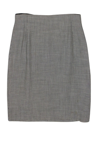 Current Boutique-Escada - White & Black Houndstooth Print Wool Pencil Skirt Sz 12