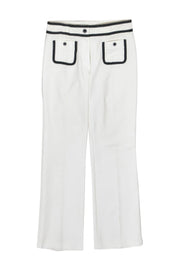 Current Boutique-Escada - White Straight Leg Trousers w/ Black Trim Sz 4