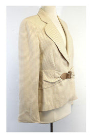 Current Boutique-Escada - White & Tan Houndstooth Blazer Sz 10