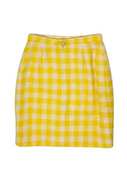 Current Boutique-Escada - Yellow Checked Wool Blend Pencil Skirt Sz 8