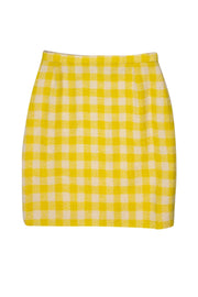 Current Boutique-Escada - Yellow Checked Wool Blend Pencil Skirt Sz 8