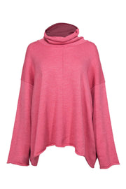 Current Boutique-Eskandar - Pink Oversized Wool Turtleneck Sweater w/ Bell Sleeves Sz L