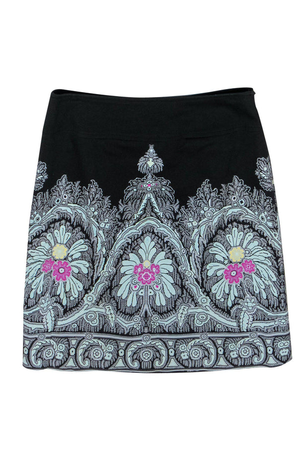 Current Boutique-Etcetera - Black A-Line Skirt w/ Printed Hem Sz 4