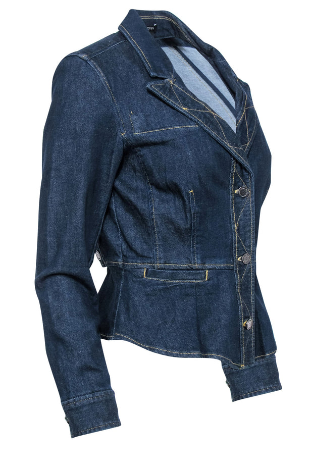 Current Boutique-Etcetera - Dark Wash Button-Up Denim Jacket w/ Peplum Hem Sz 2