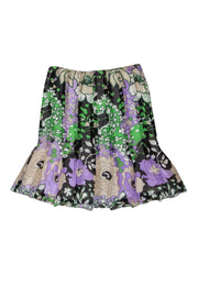 Current Boutique-Etcetera - Green Floral Silk Pleated Skirt Sz 8