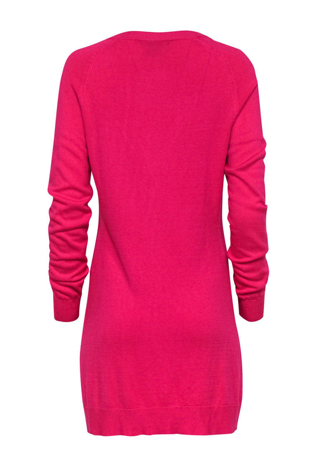 Current Boutique-Etcetera - Hot Pink Longline Cardigan w/ Gold Buttons Sz M