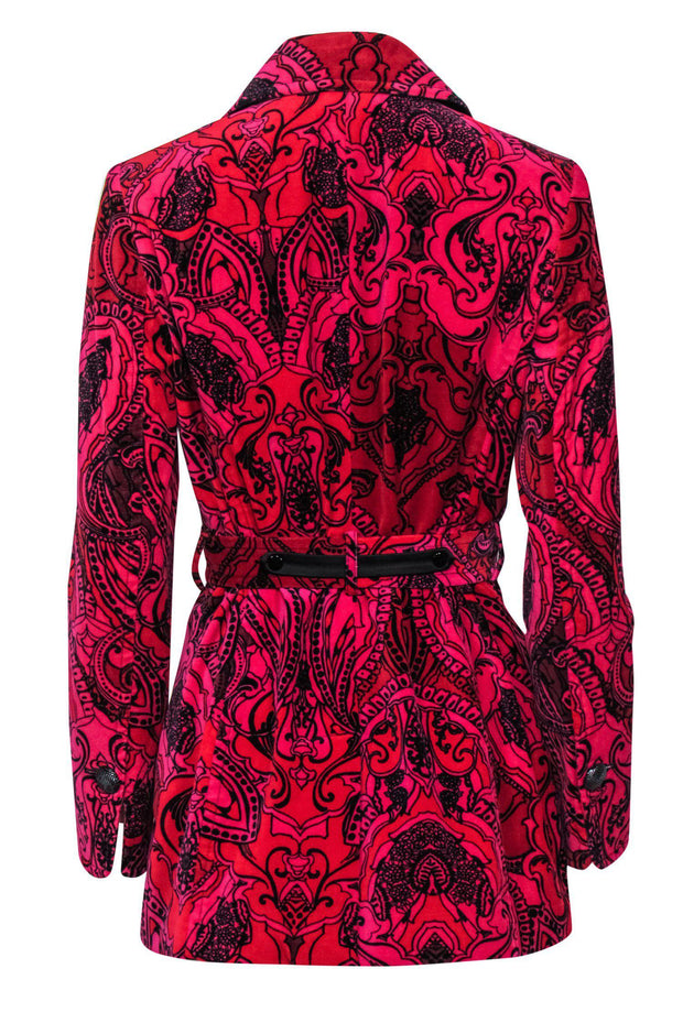 Current Boutique-Etcetera - Hot Pink & Red Paisley Velvet Jacket Sz 2