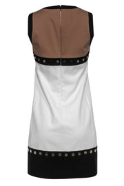 Current Boutique-Etcetera - White, Brown & Black Cotton Blend Shift Dress w/ Studs Sz 4