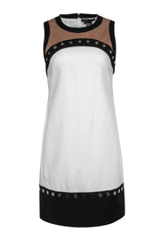 Current Boutique-Etcetera - White, Brown & Black Cotton Blend Shift Dress w/ Studs Sz 4