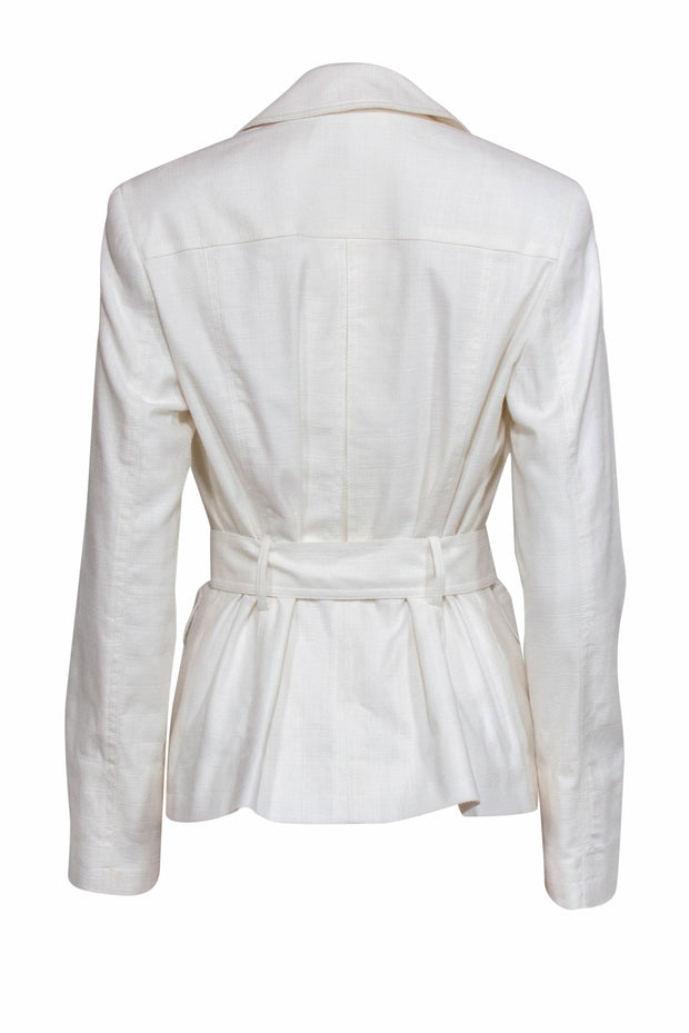 Current Boutique-Etcetera - White Cotton Blend Four Pocket Blazer w/ Belt Sz 6