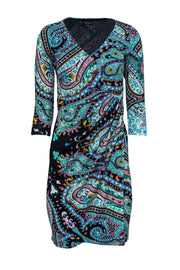 Current Boutique-Etro - Multicolored Paisley Print Draped Dress Sz 2