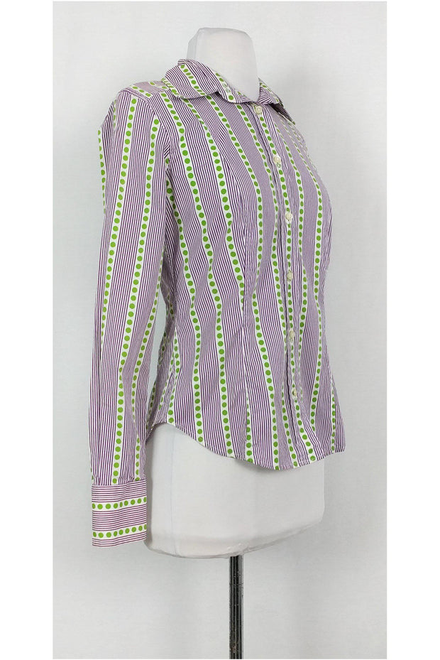 Current Boutique-Etro - White, Green & Purple Print Top Sz 6