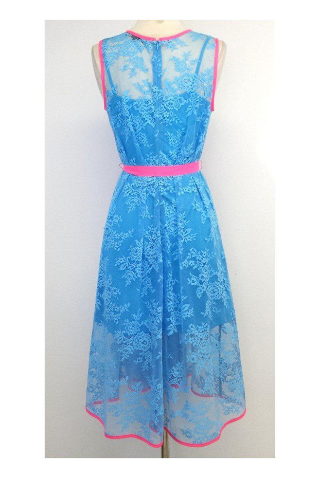 Current Boutique-Eva Franco - Blue & Neon Pink Lace Sleeveless Dress Sz 0