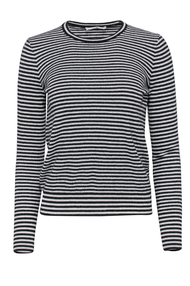 Current Boutique-Everlane - White & Black Striped Cashmere Sweater Sz S