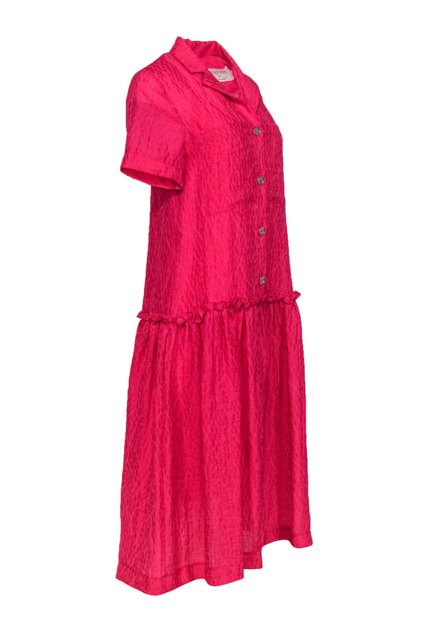 Current Boutique-Exquise - Magenta Drop Waist Button-Front Midi Dress Sz XS