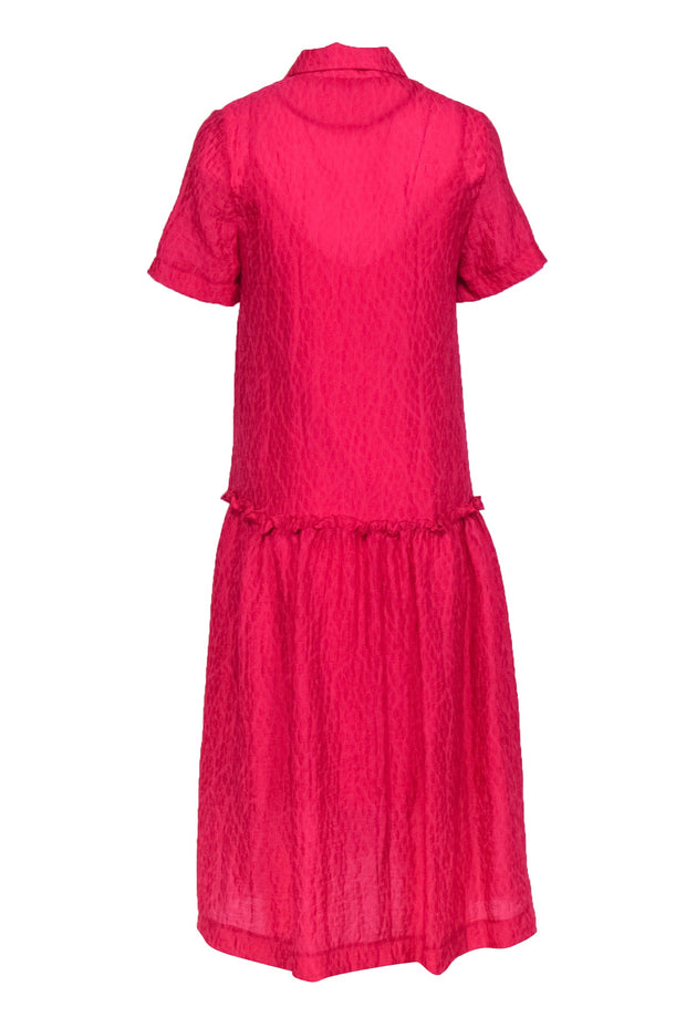 Current Boutique-Exquise - Magenta Drop Waist Button-Front Midi Dress Sz XS