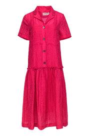 Current Boutique-Exquise - Magenta Drop Waist Button-Front Midi Dress Sz XS