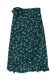 Current Boutique-Faithfull The Brand - Green & White Polka Dot Wrap Skirt Sz 6