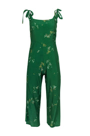 Current Boutique-Faithfull the Brand - Green Floral Tie Strap Jumpsuit Sz 6