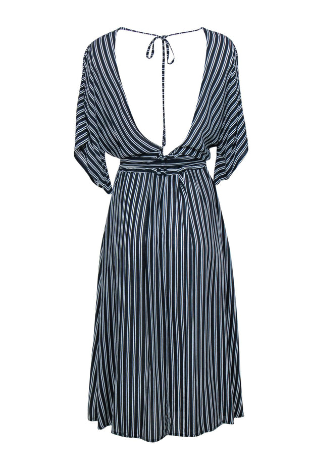 Current Boutique-Faithfull the Brand - Navy & White Striped Short Sleeve Dress w/ Back Cutout Sz 6