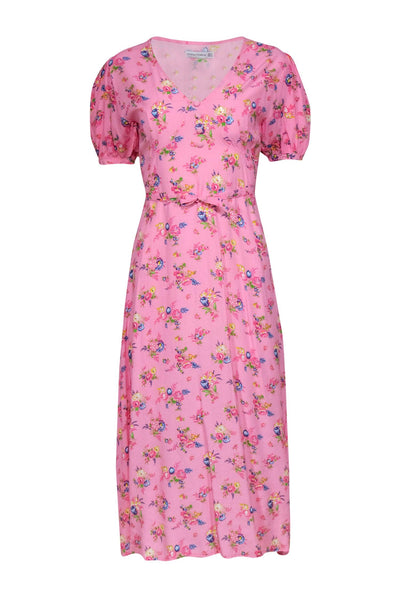 Current Boutique-Faithfull the Brand - Pink Floral Print Puff Sleeve Maxi Dress Sz 2