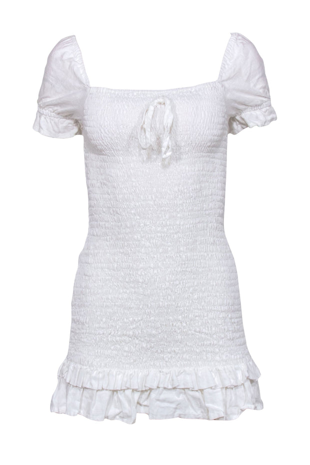 Current Boutique-Faithfull the Brand - White Smocked Mini Dress Sz 2