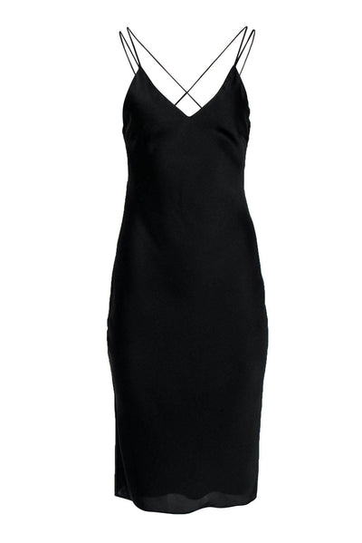 Current Boutique-Fame and Partners - Black Sleeveless Slip Midi Dress w/ Crisscross Straps Sz 4