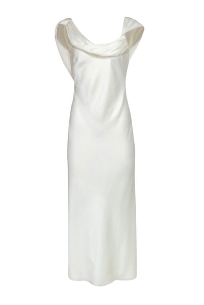 Current Boutique-Fame and Partners - Ivory Draped Sleeveless Gown Sz S