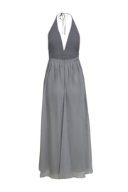 Current Boutique-Fame and Partners - Light Grey Halter Gown w/ Mesh Paneling Sz 0