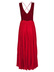 Current Boutique-Fame and Partners - Red Sleeveless Pleated Gown w/ Crisscross Back Sz 10