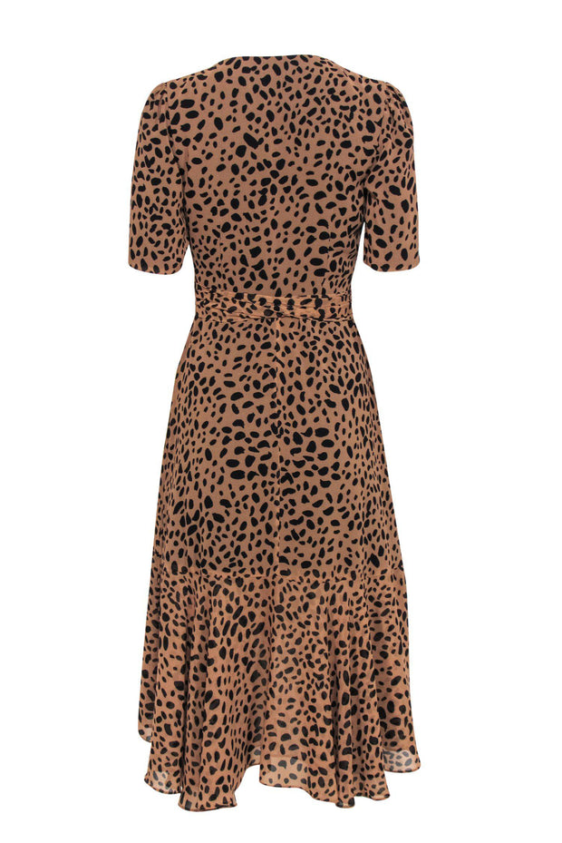 Current Boutique-Fame and Partners - Tan & Black Leopard Print Short Sleeve Wrap Dress Sz 2