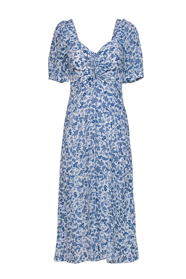 Current Boutique-Favorite Daughter - Blue & White Print "Flora" Short Sleeve Maxi Dress Sz S