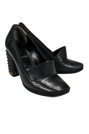 Current Boutique-Fendi - Black Loafer-Style Pumps w/ Studded Heel Sz 6