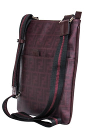 Current Boutique-Fendi - Burgundy Leather Monogram Print Rectangle Crossbody