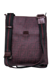 Current Boutique-Fendi - Burgundy Leather Monogram Print Rectangle Crossbody