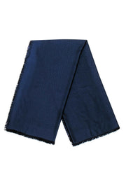 Current Boutique-Fendi - Navy Blue Logo Silk & Wool Shawl