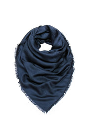 Current Boutique-Fendi - Navy Blue Logo Silk & Wool Shawl