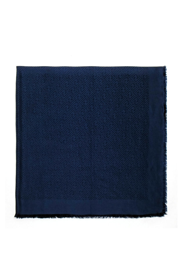 Current Boutique-Fendi - Navy Blue Logo Silk & Wool Shawl