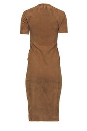 Current Boutique-Fendi x Skims - Tan Velour Short Sleeve Bodycon Midi Dress Sz 6