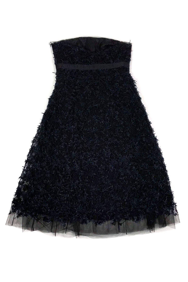 Current Boutique-Feraud - Black & Navy Textured Strapless Dress Sz 6