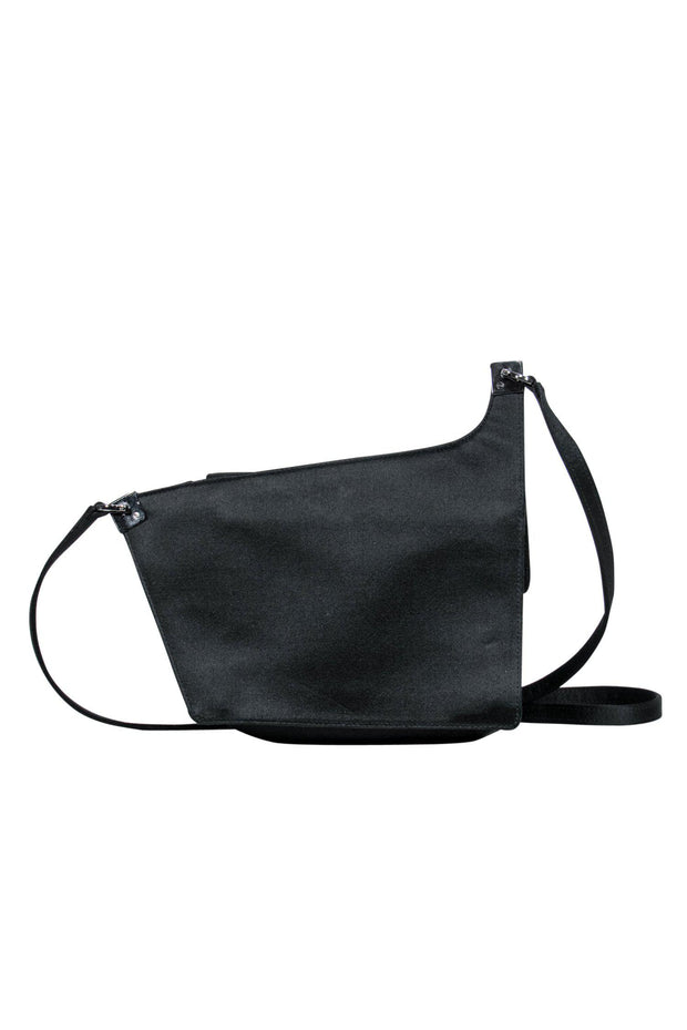 Current Boutique-Ferragamo - Black Satin Geometric Crossbody Bag