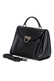 Current Boutique-Ferragamo - Black Smooth Leather "Sofia Rainbow" Convertible Satchel