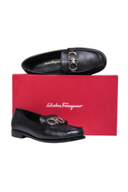 Current Boutique-Ferragamo - Black Square Toe Loafers w/ Silver-Toned Hardware Sz 8