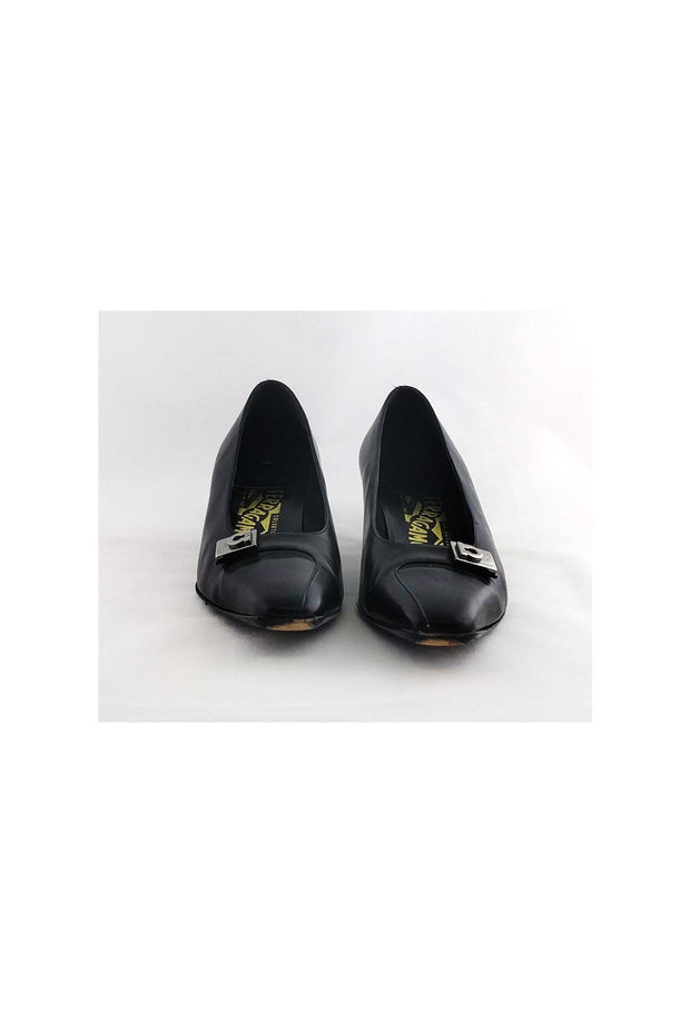 Current Boutique-Ferragamo - Black Square Toe Pumps Sz 8