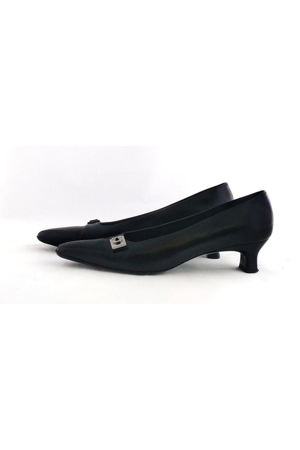 Current Boutique-Ferragamo - Black Square Toe Pumps Sz 8