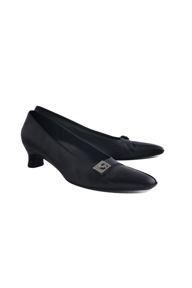 Current Boutique-Ferragamo - Black Square Toe Pumps Sz 8